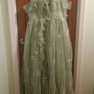 Floral Green Cottagecore Fairytale Dress